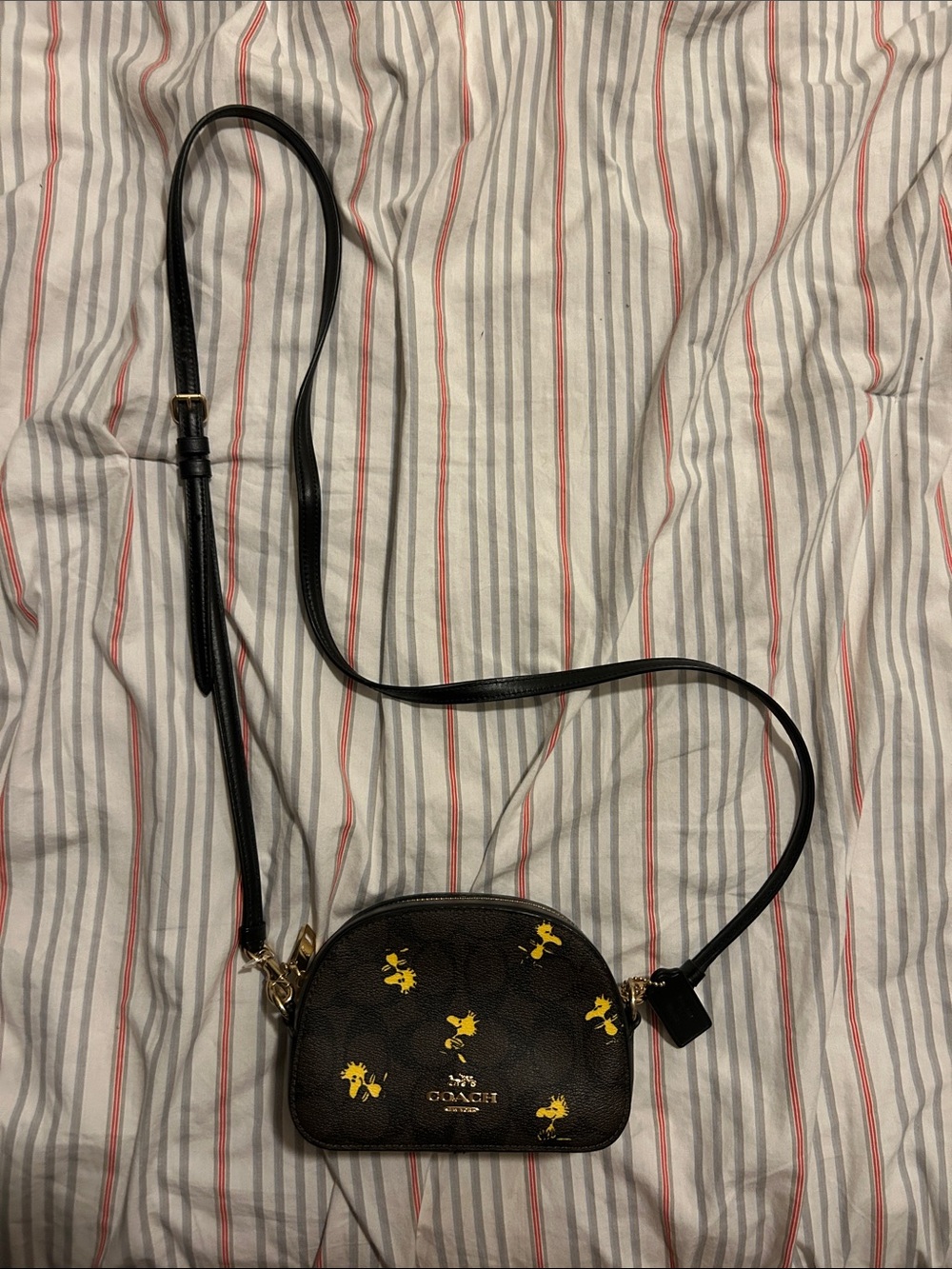 Coach Brown Signature Crossbody with Yellow Graphics